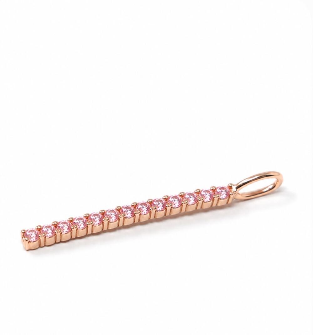 The Sis Kiss Bling Bar Charm Rose Gold Pink Stones